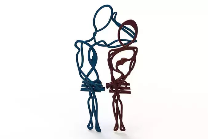 staring lovers -pair able pendant 3D model