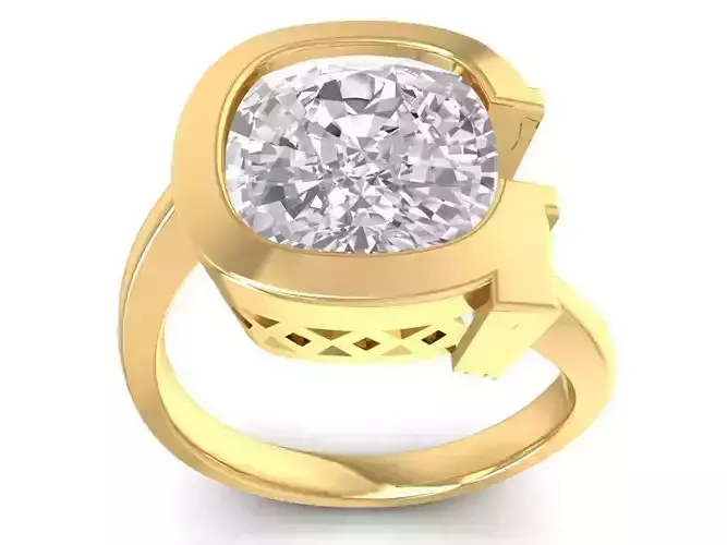 G Letter Ring with curshion diamond 3011 3D print model