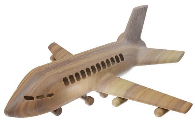 Wooden Toy Aeroplane Low-poly 3D model_1