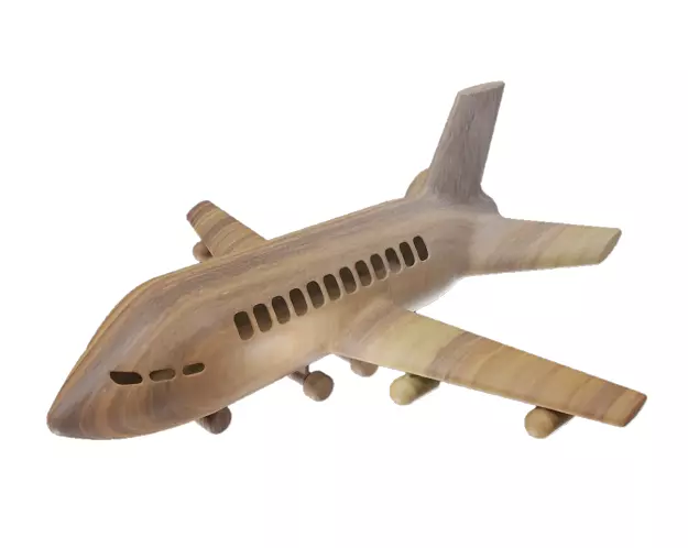 Wooden Toy Aeroplane Low-poly 3D model_0