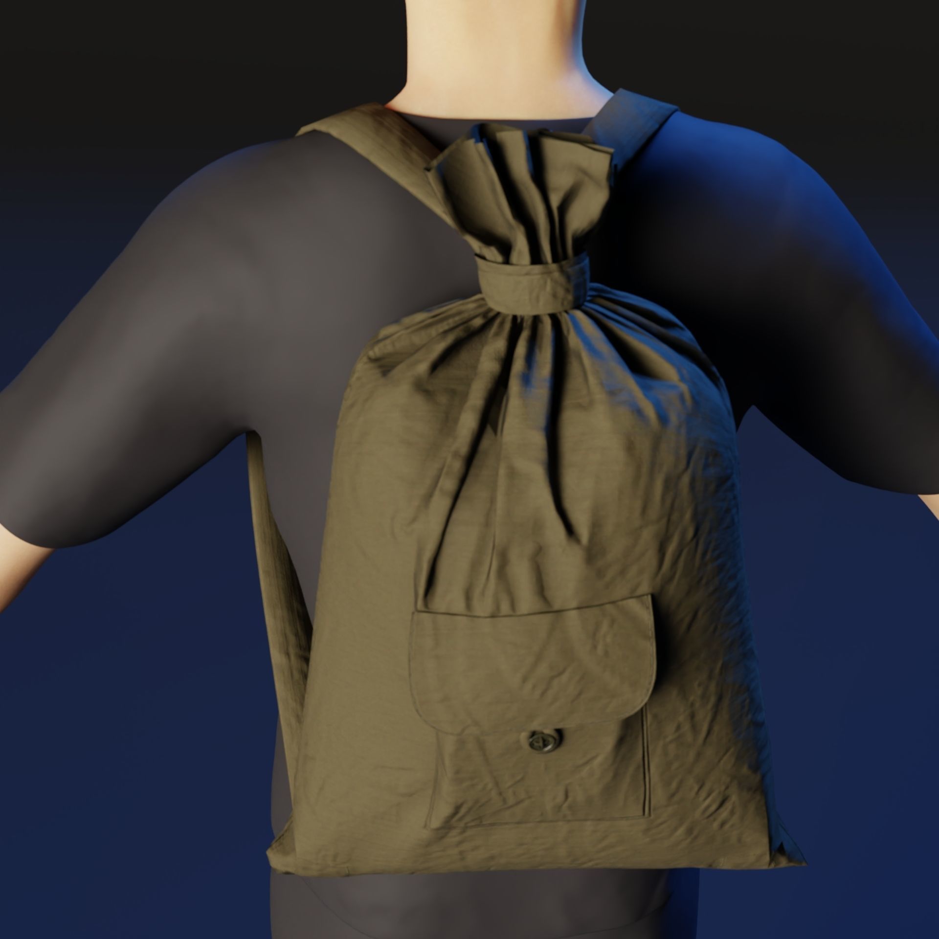Army duffle bag Low-poly 3D model_1