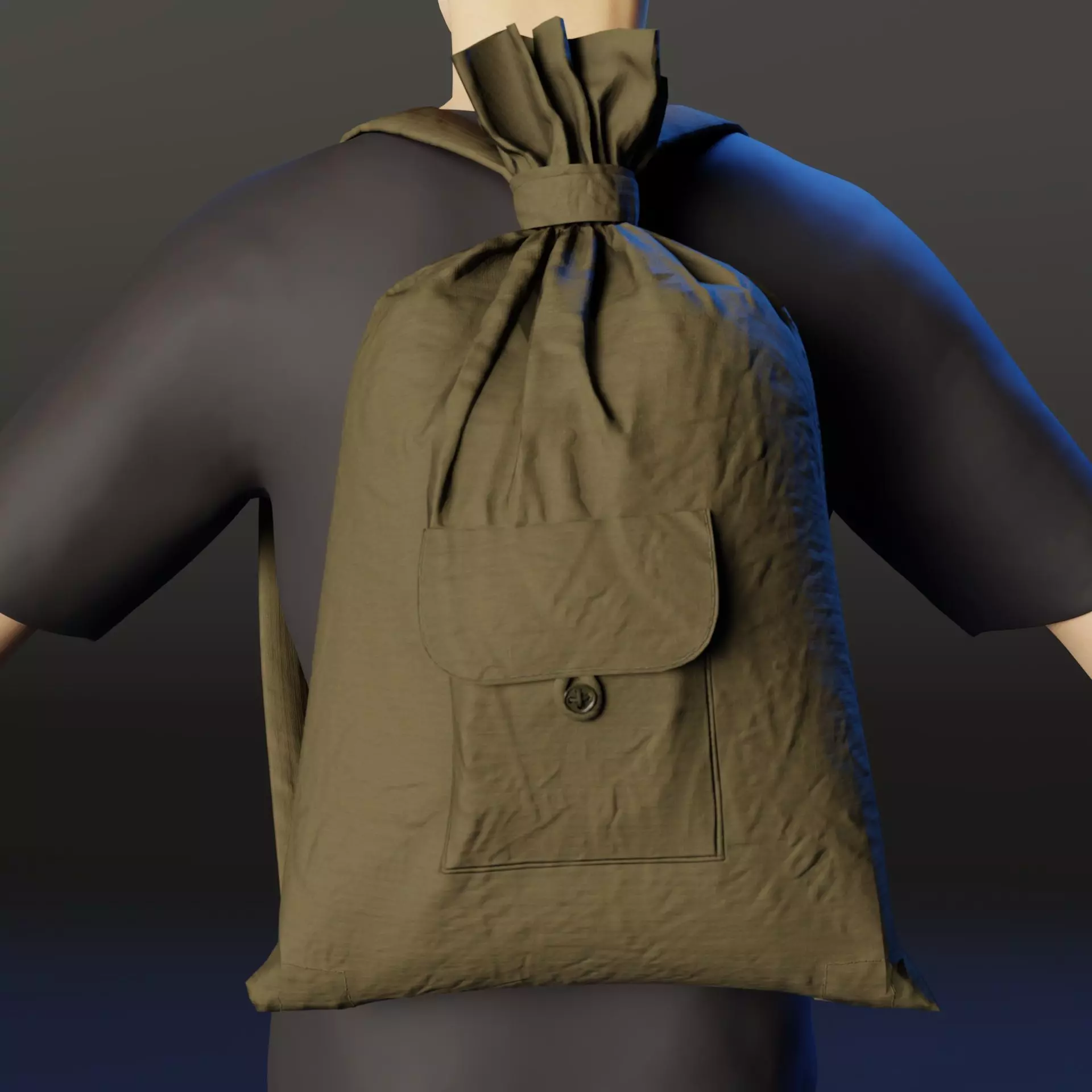 Army duffle bag Low-poly 3D model_0