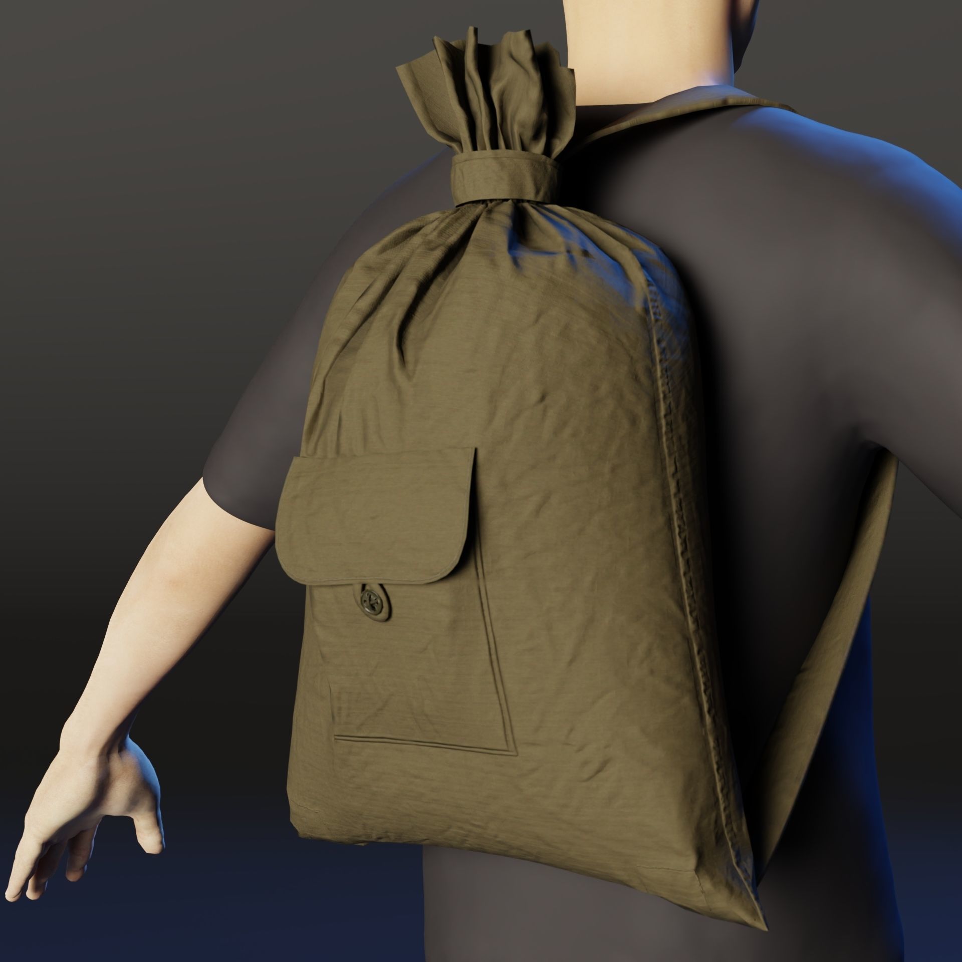Army duffle bag Low-poly 3D model_2
