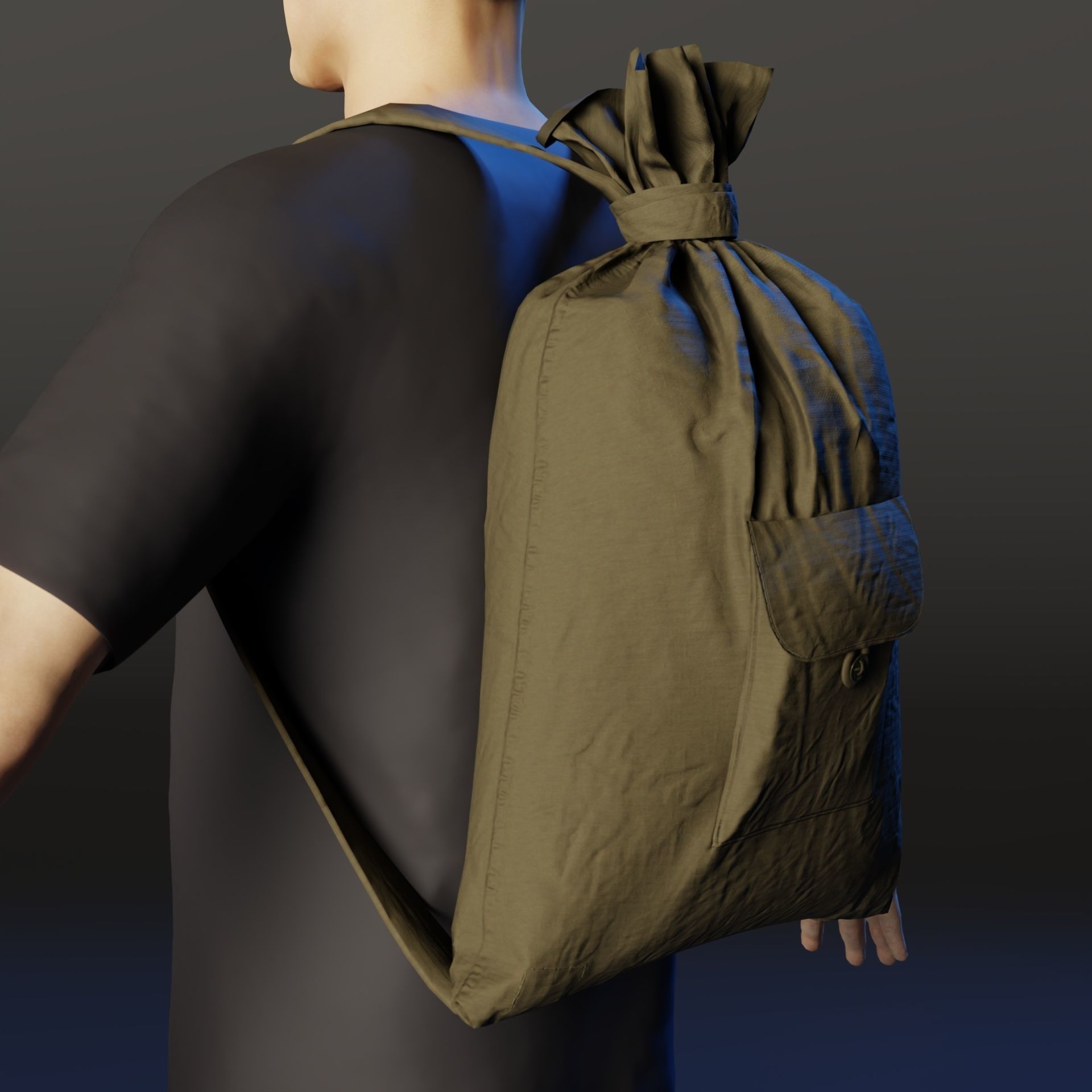 Army duffle bag Low-poly 3D model_5