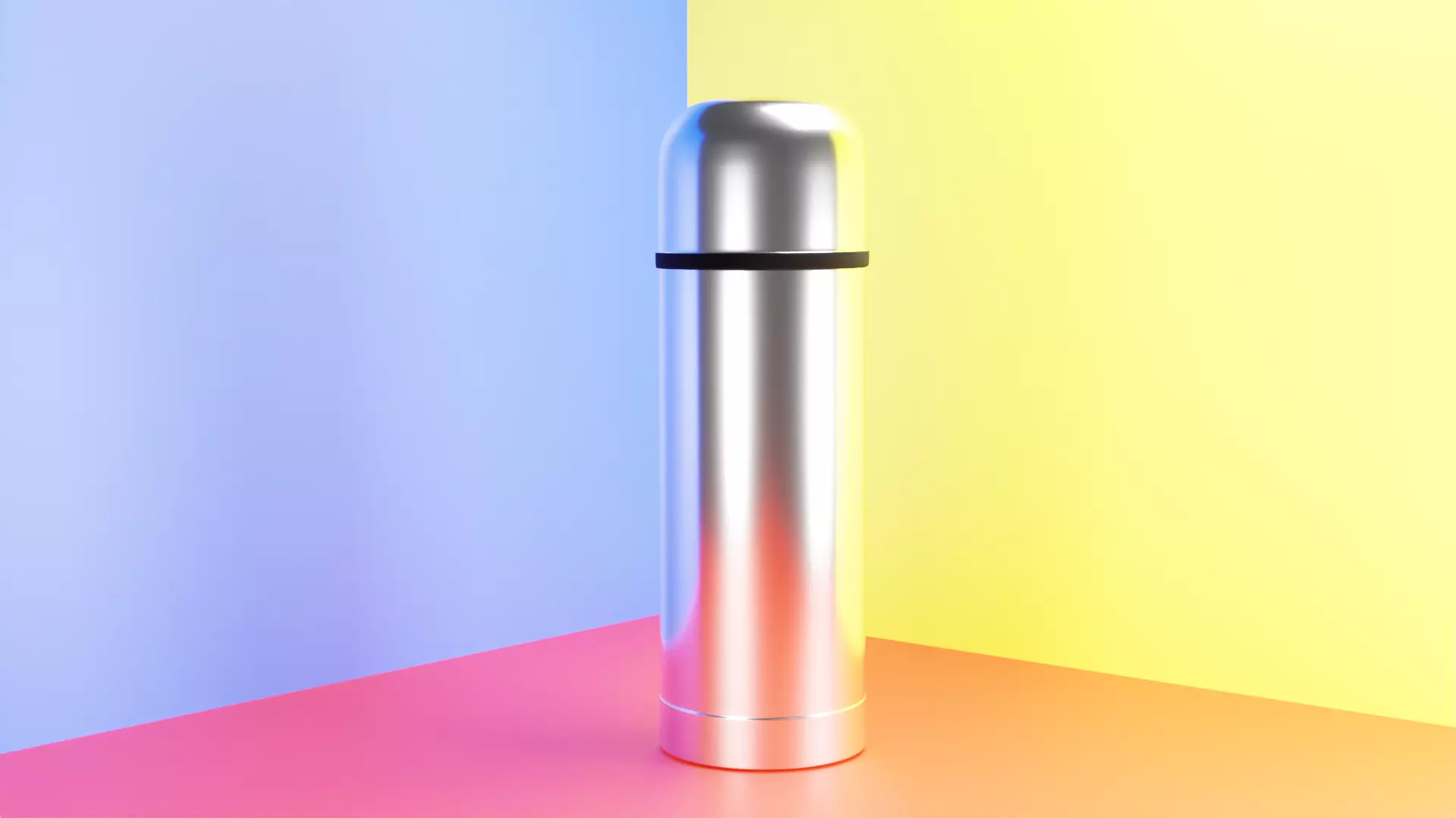 Flask silver thermos 3D model_0