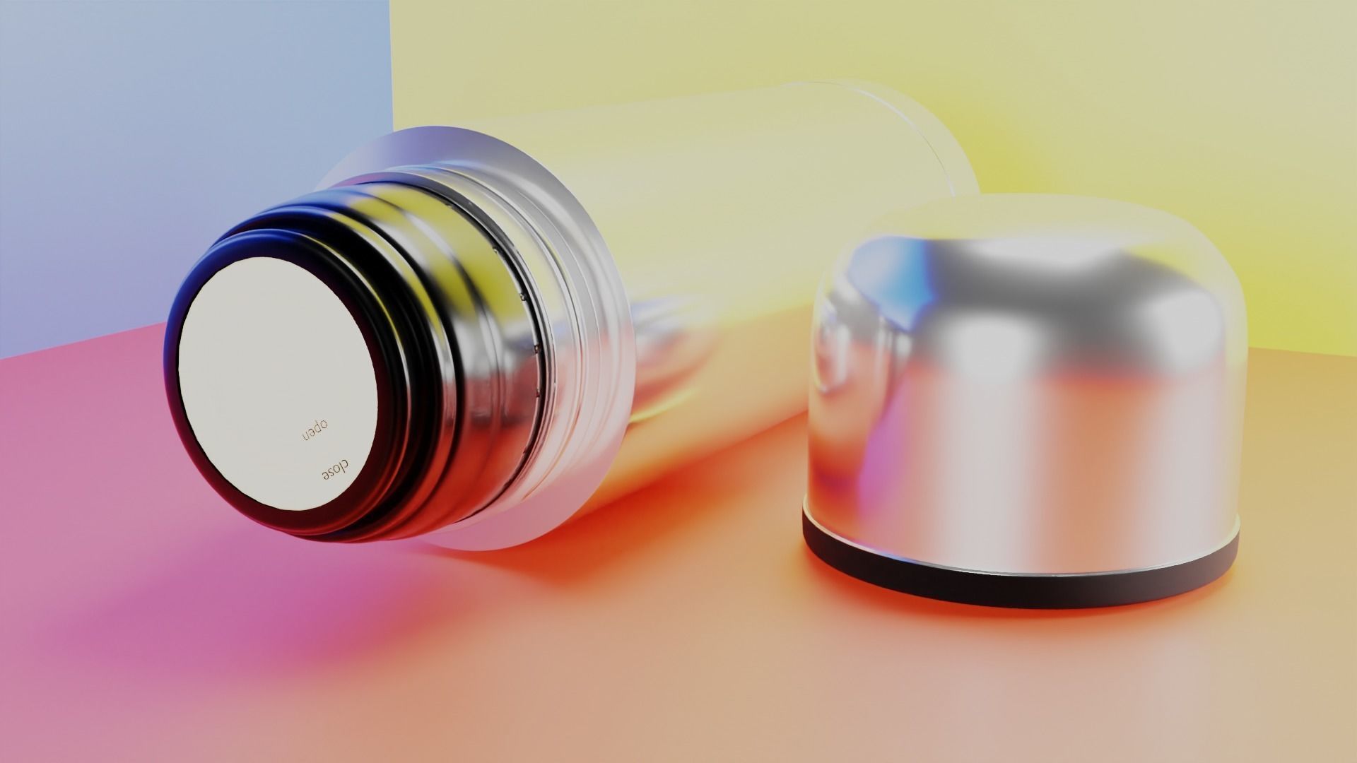Flask silver thermos 3D model_1