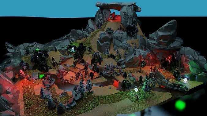 Game Map with VFX Low-poly 3D model
