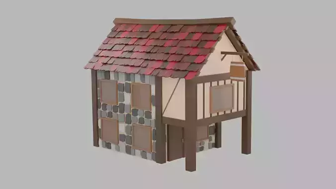 Lowpoly medieval tavern building