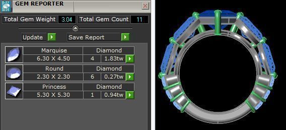 Round and Princess Cut  Diamond Band 3D print model_4