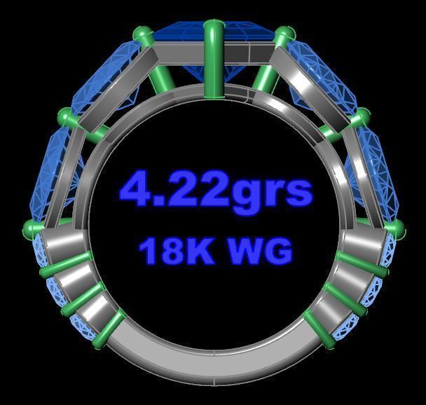 Round and Princess Cut  Diamond Band 3D print model_5