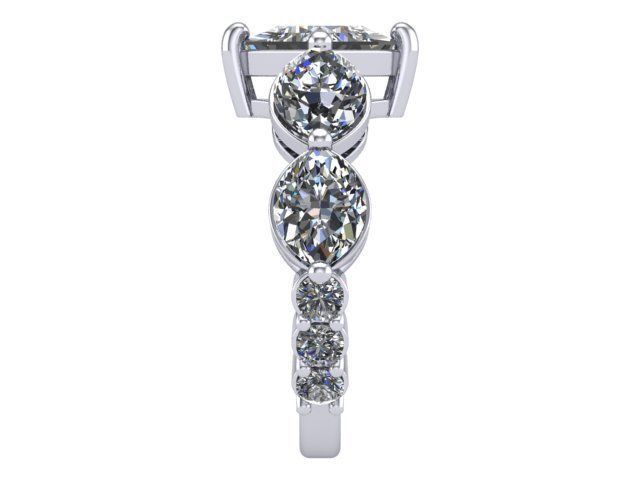 Round and Princess Cut  Diamond Band 3D print model_2