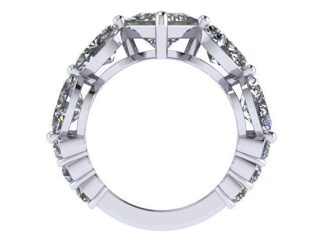Round and Princess Cut  Diamond Band 3D print model_3
