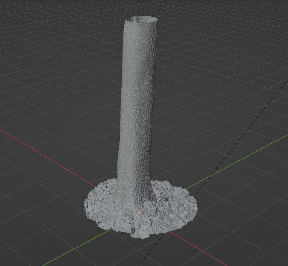 Tree 3 stump in middle of grassy field 3D model_9