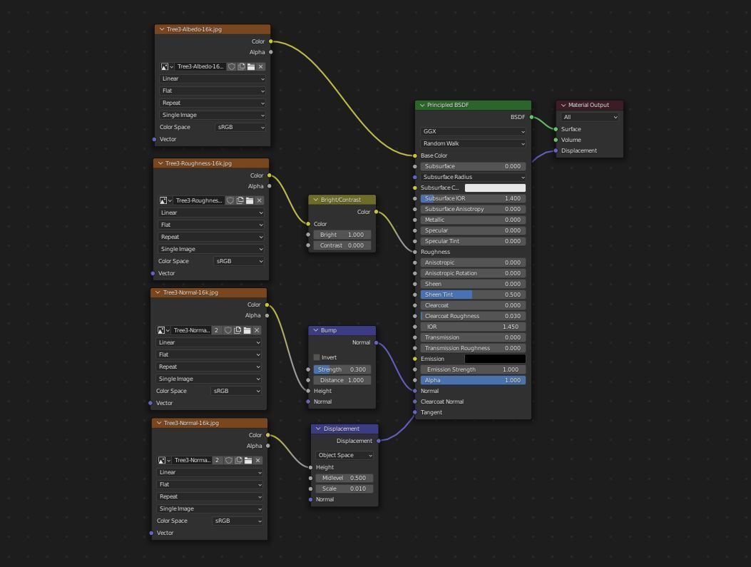 Tree 3 stump in middle of grassy field 3D model_5