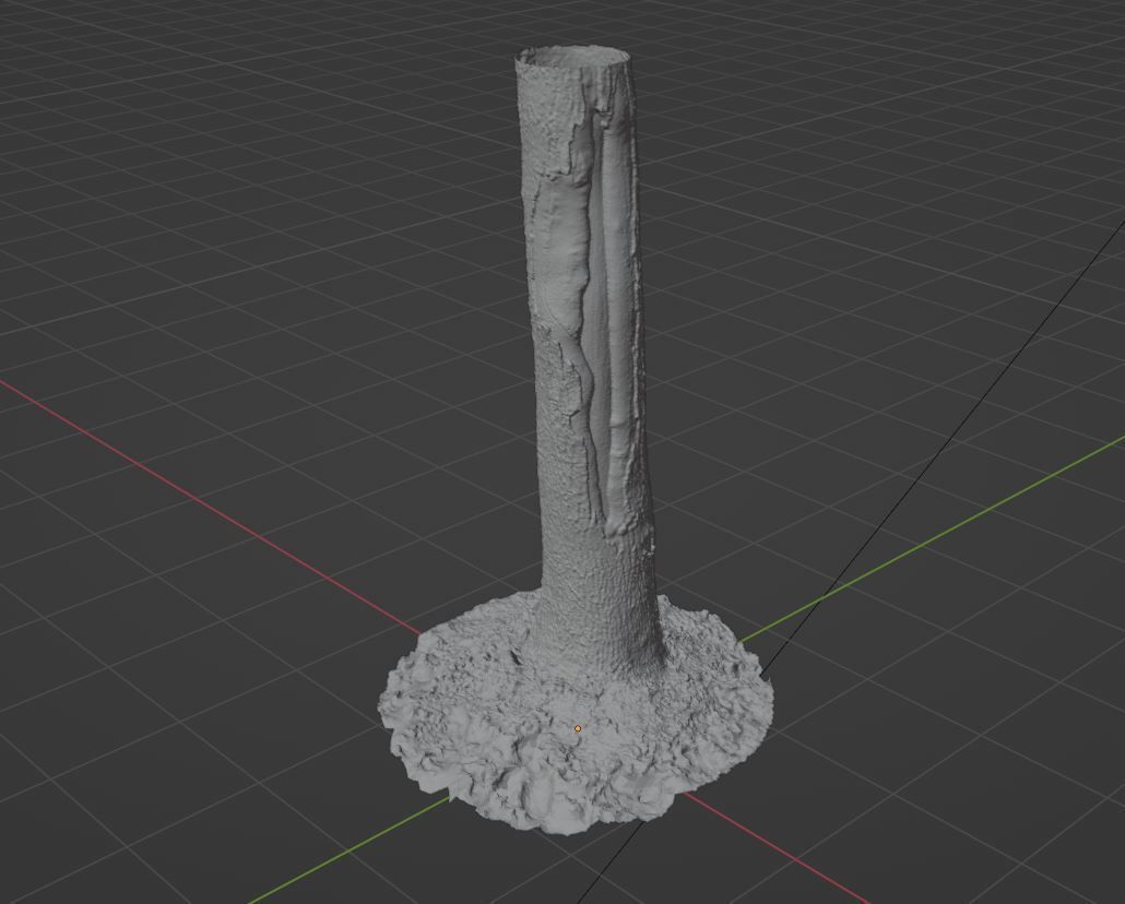 Tree 3 stump in middle of grassy field 3D model_7