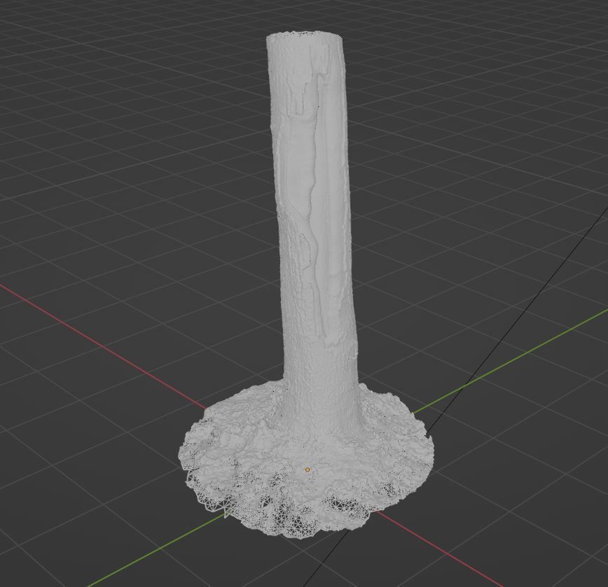 Tree 3 stump in middle of grassy field 3D model_11