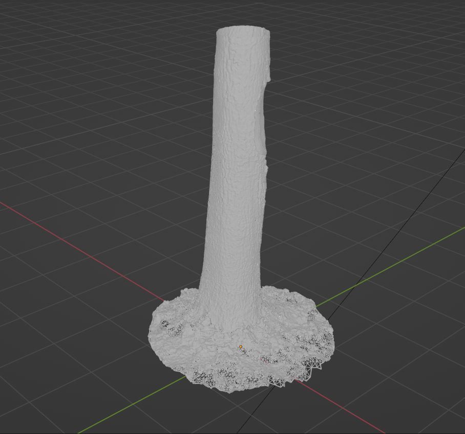 Tree 3 stump in middle of grassy field 3D model_12