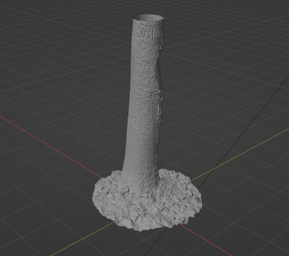 Tree 3 stump in middle of grassy field 3D model_8