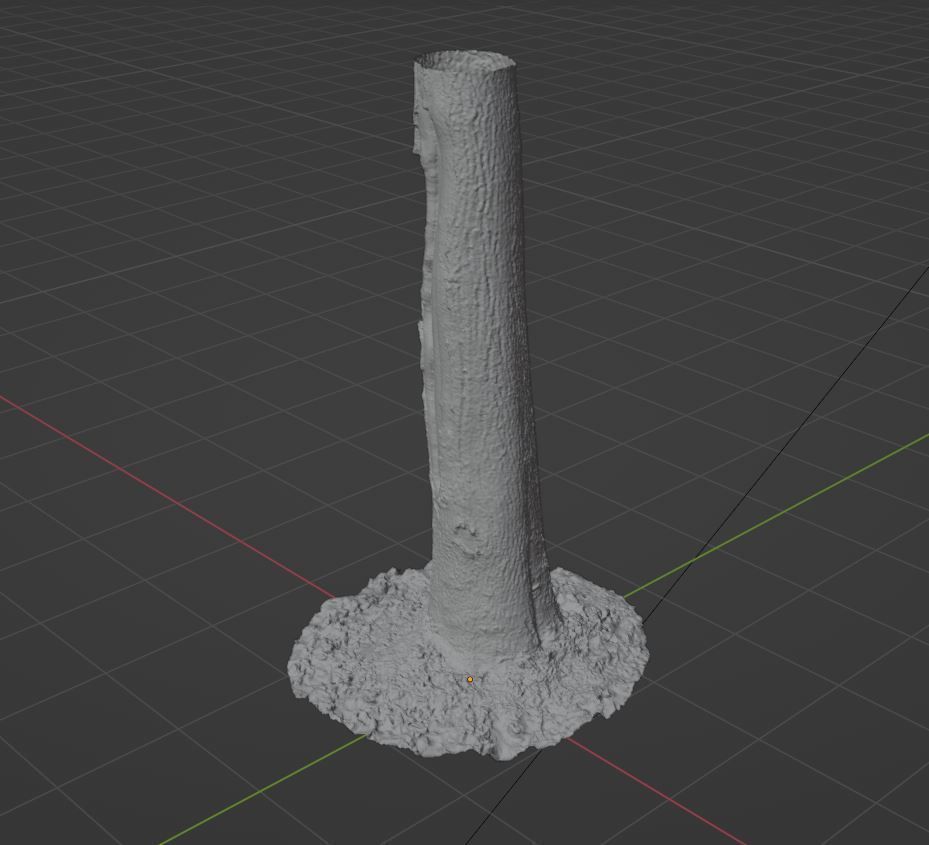 Tree 3 stump in middle of grassy field 3D model_10