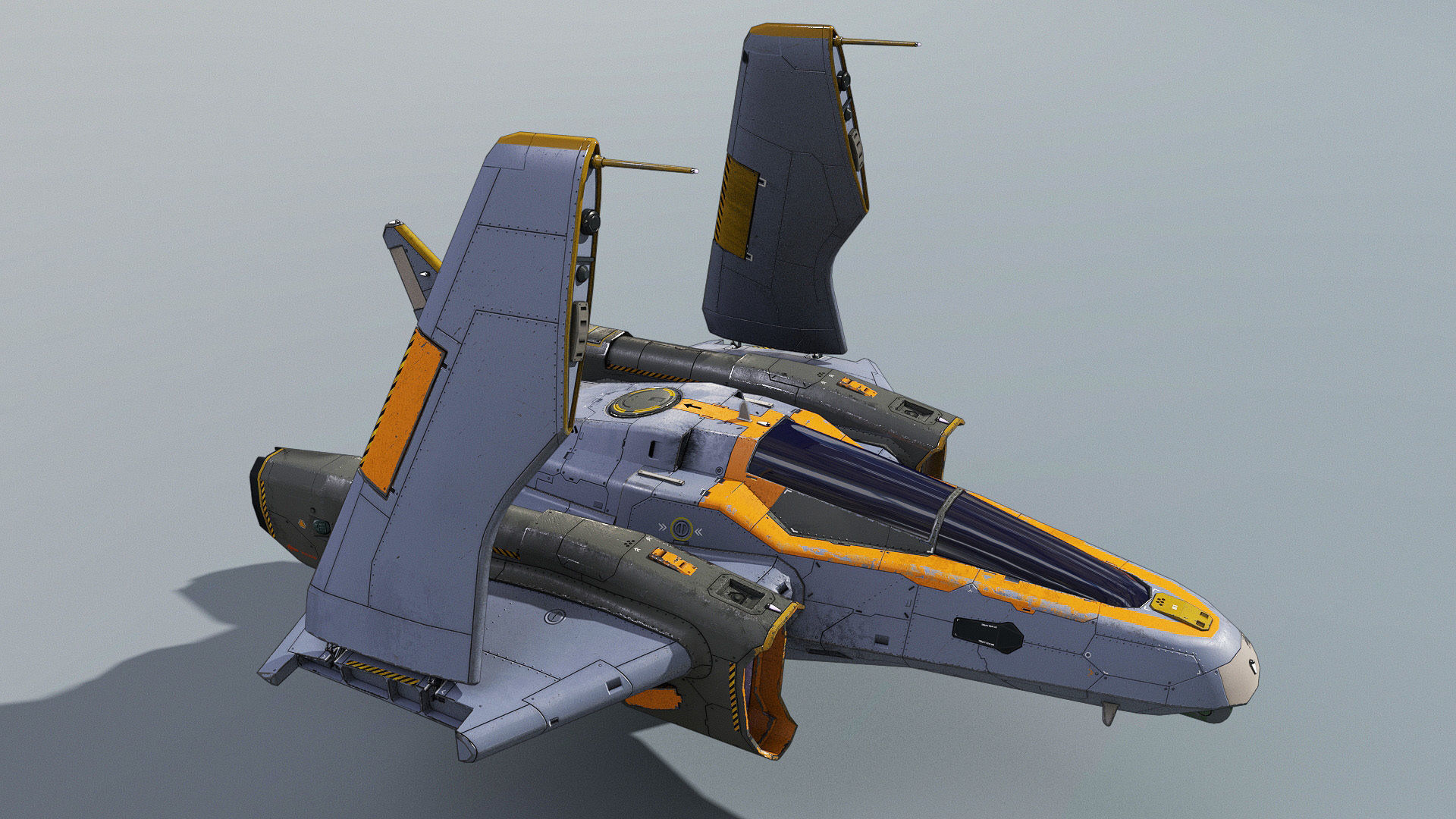 Space Fighter Cutter Low-poly 3D model_1