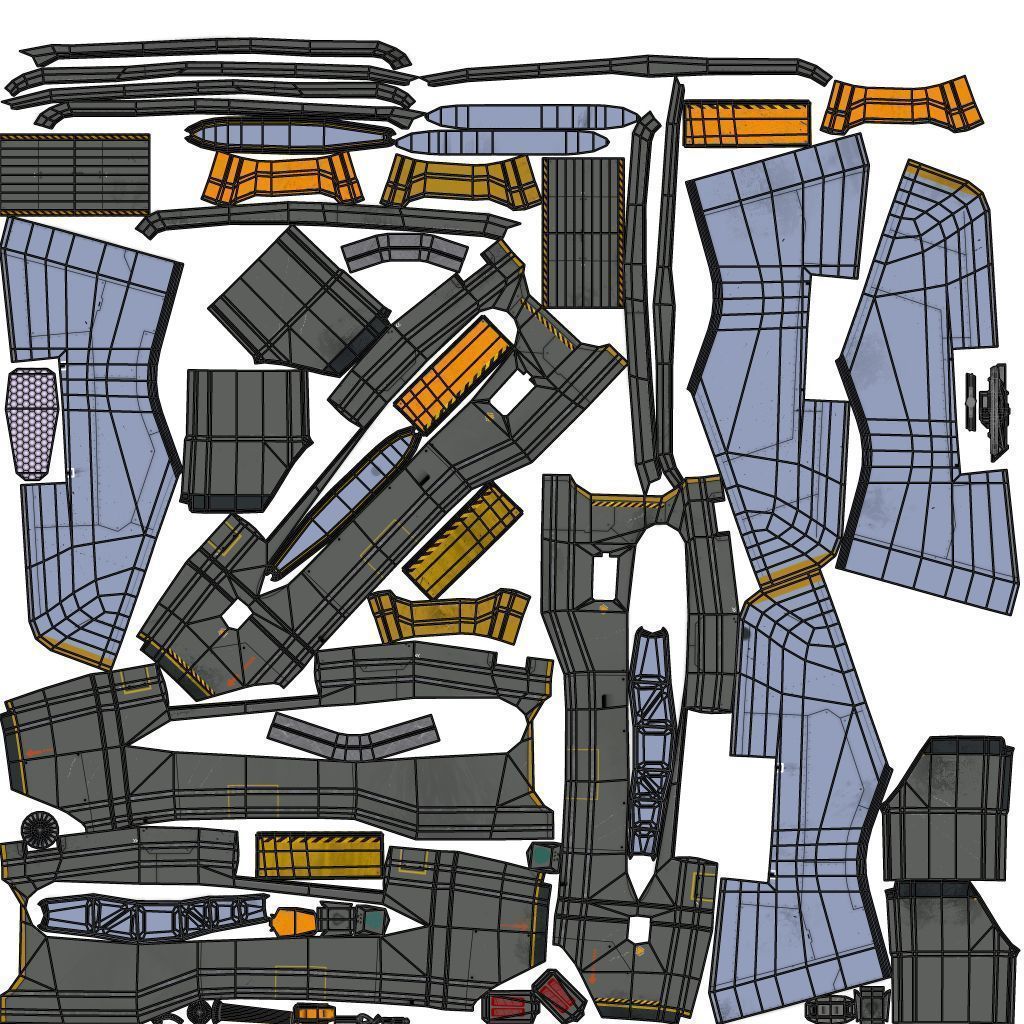 Space Fighter Cutter Low-poly 3D model_13
