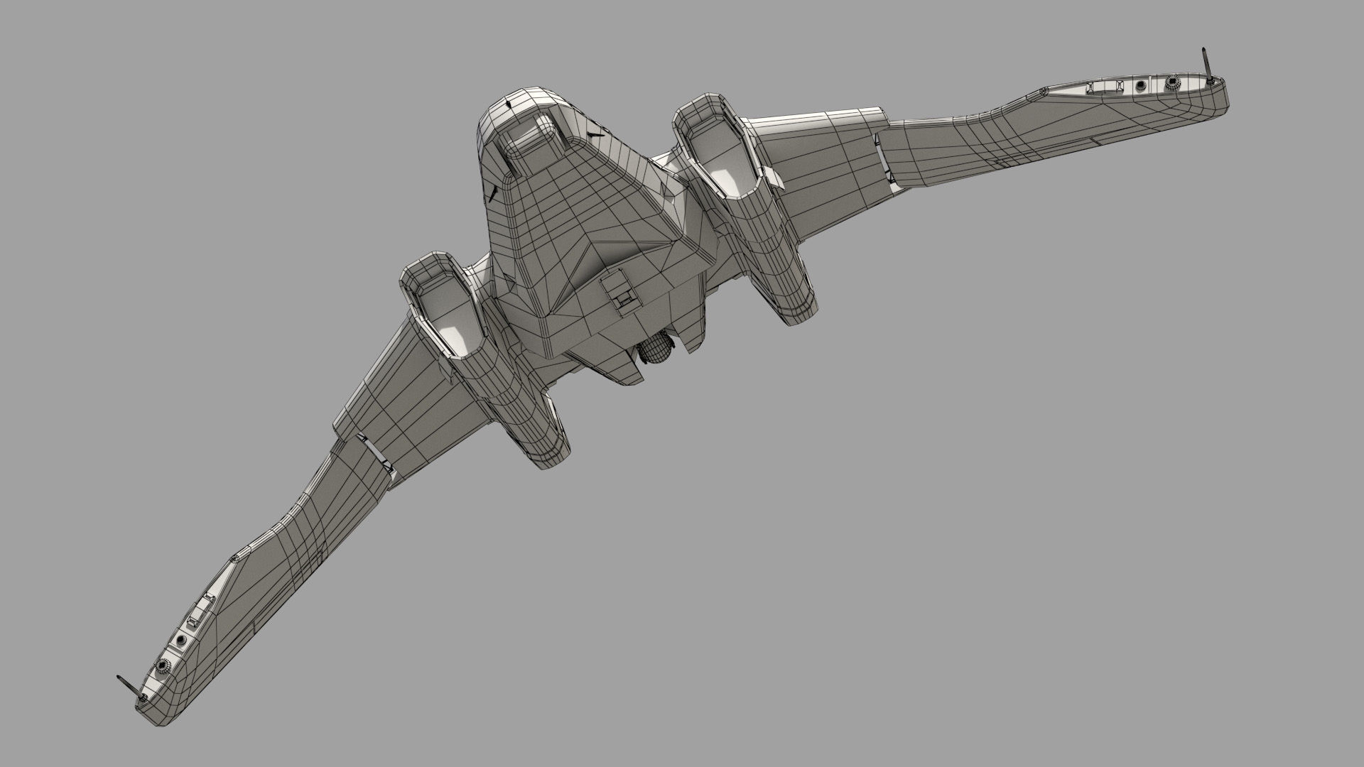 Space Fighter Cutter Low-poly 3D model_11