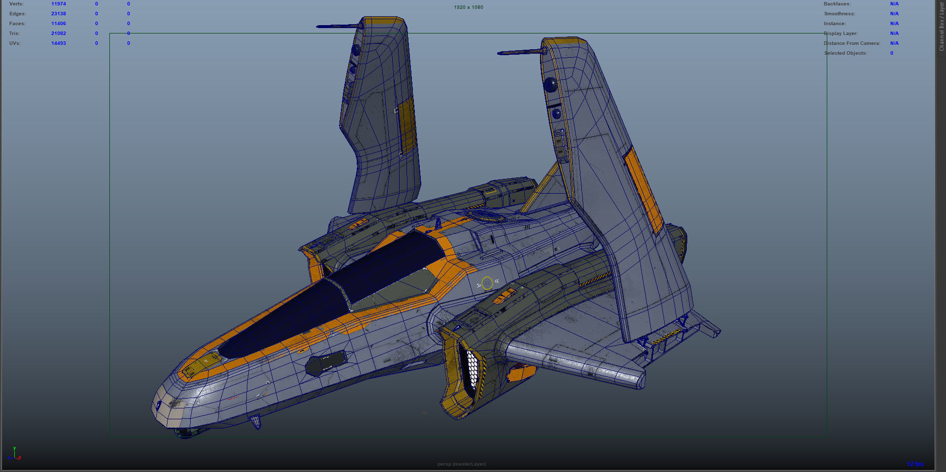 Space Fighter Cutter Low-poly 3D model_14