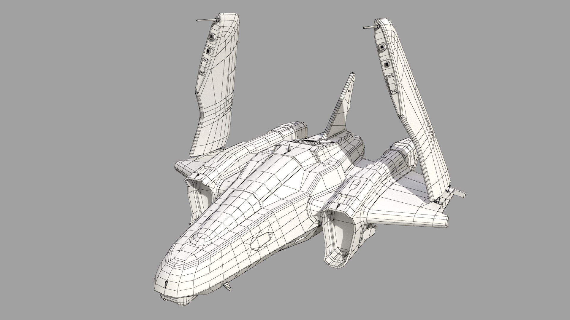 Space Fighter Cutter Low-poly 3D model_10