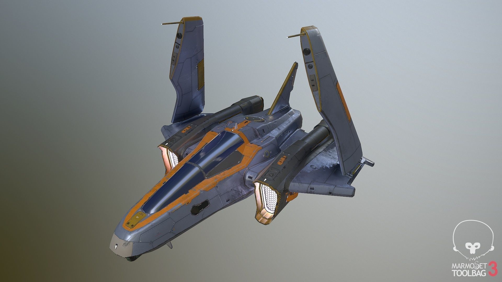 Space Fighter Cutter Low-poly 3D model_8