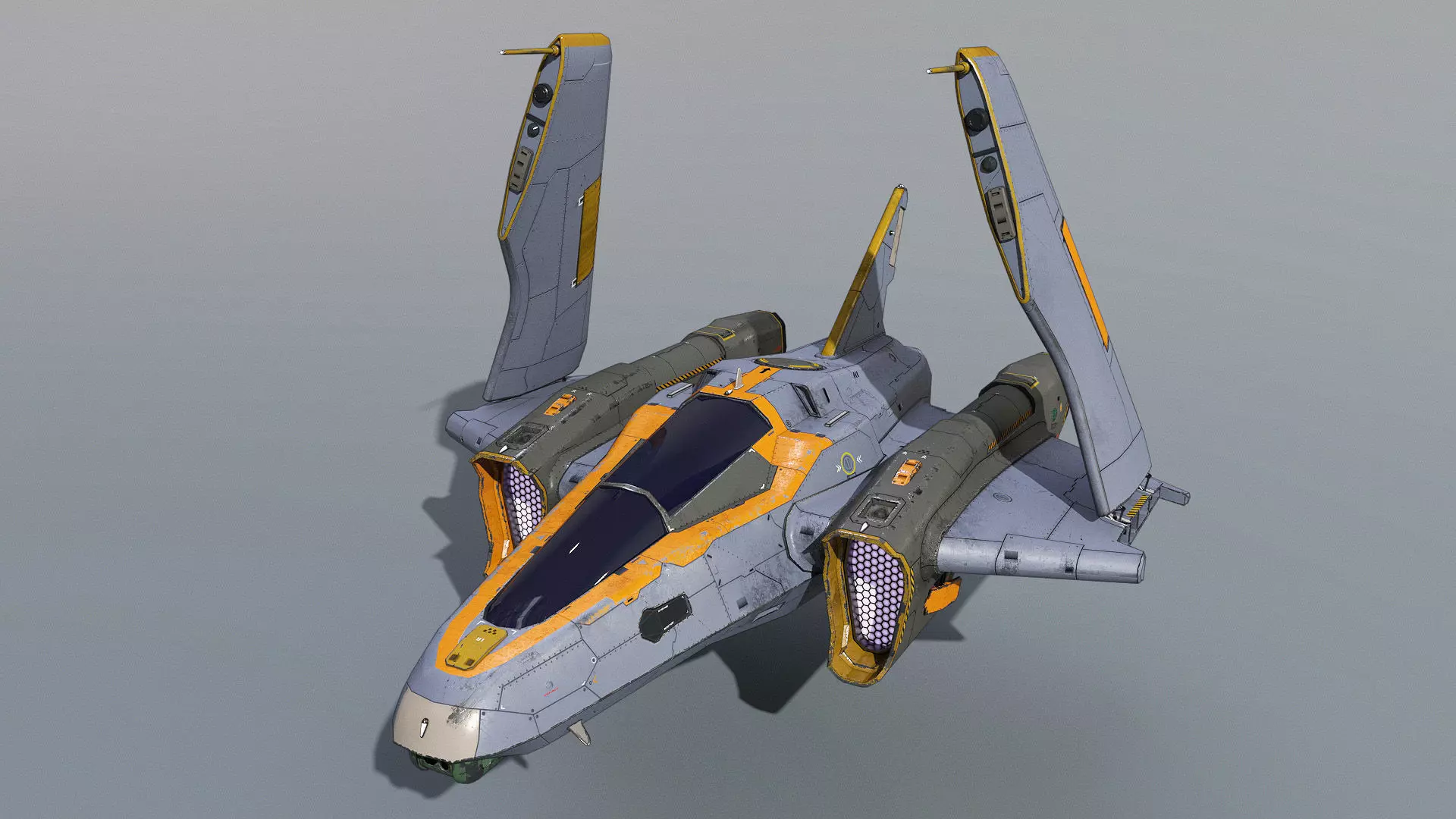 Space Fighter Cutter Low-poly 3D model_0