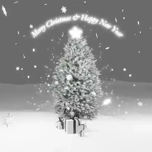 Christmas tree lights balls snowflakes gifts