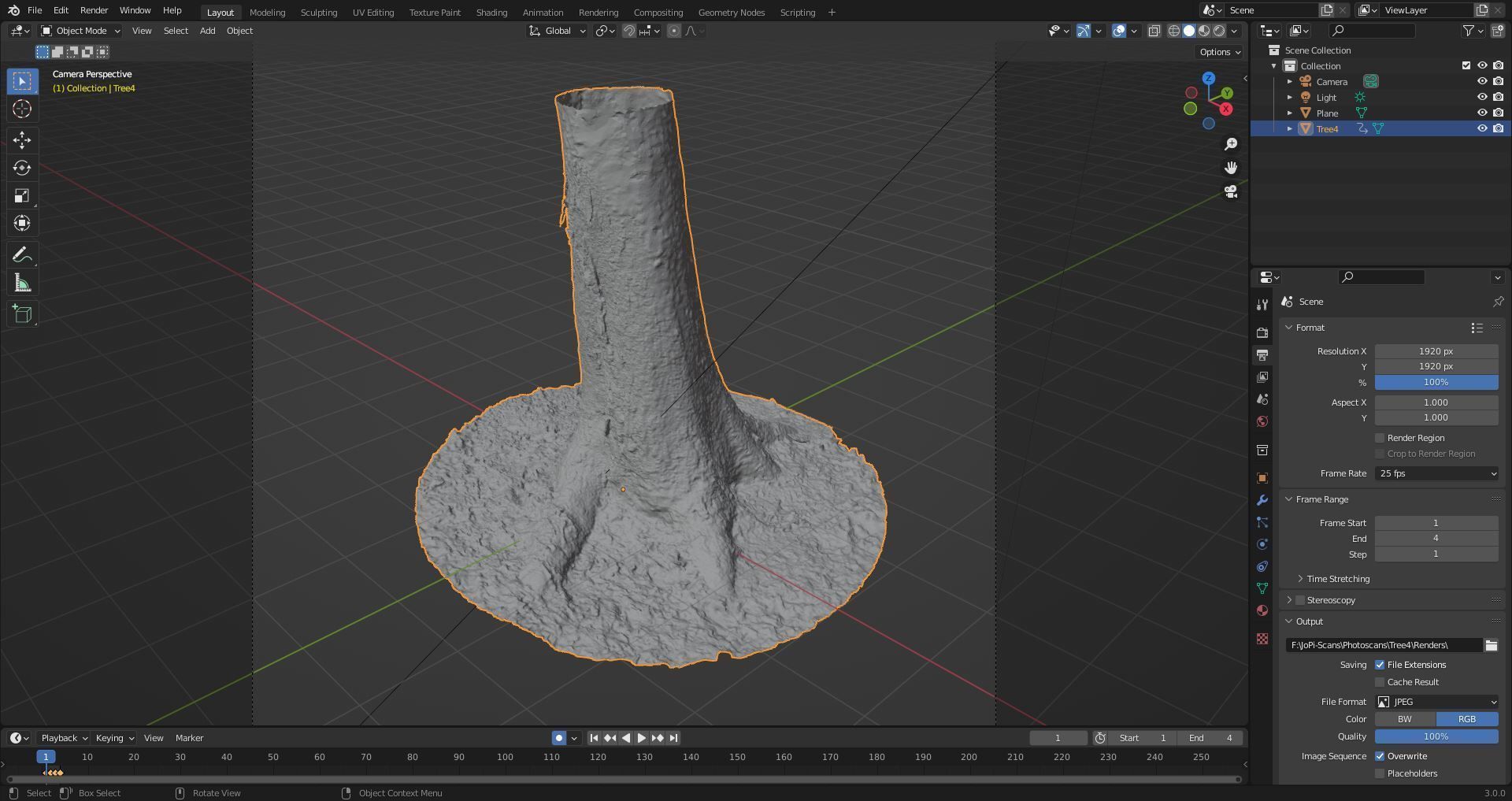 Tree 4 stump with moss 3D model_6