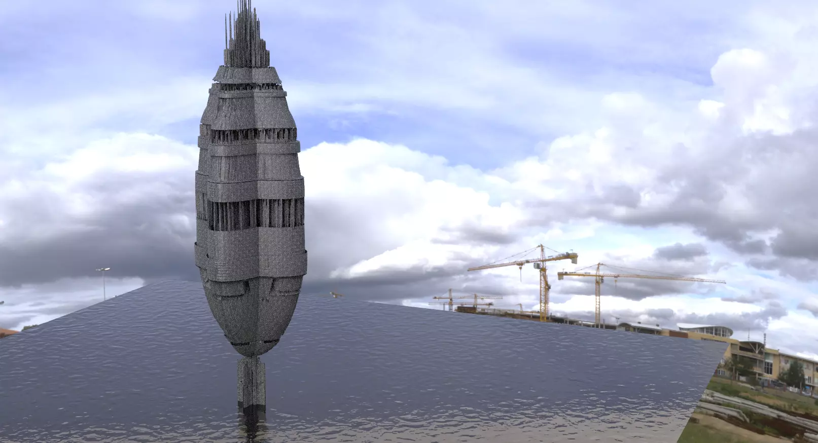 Space Skyscraper city 3 3D model_0