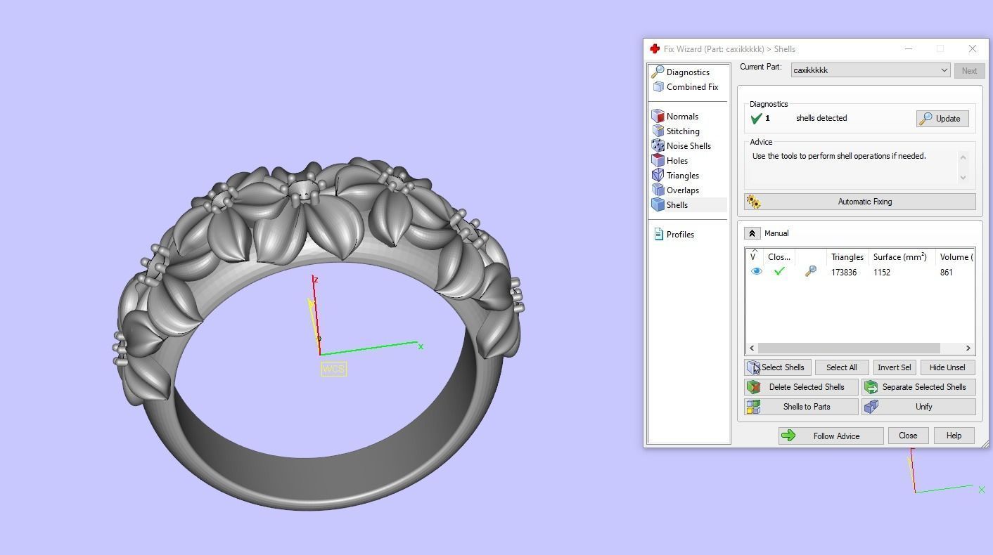 Ring with flowers Low-poly 3D model_11