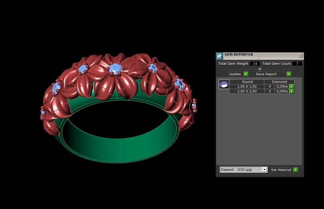Ring with flowers Low-poly 3D model_9