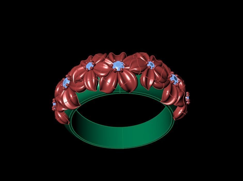 Ring with flowers Low-poly 3D model_8