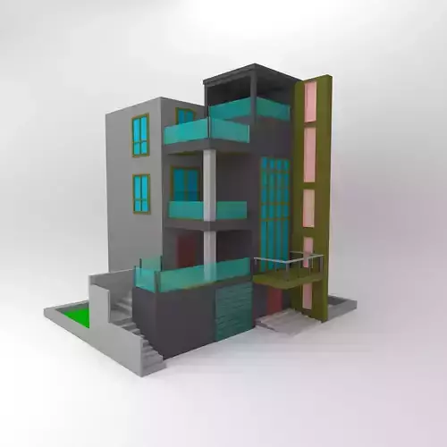 cartoon modern house