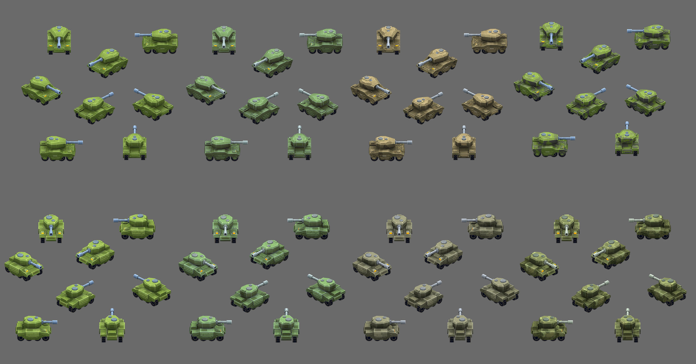 2 Animated Tanks hand-painted Low-poly 3D model