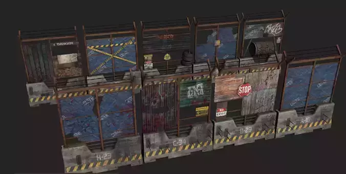 Improvised Barricade Pack Low-poly 3D model