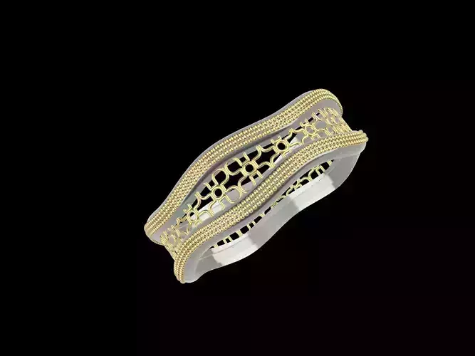 contemporary Milgrain jali wavy ring stl file verified 3D print model