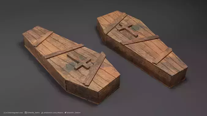 Coffin - 3D model wooden with cross