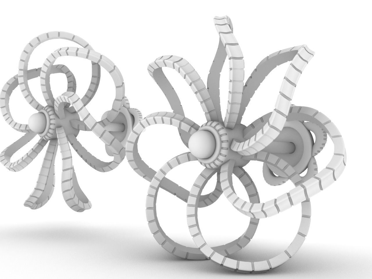 twisty flower earrings and ear post stl files all parts verified 3D print model_23