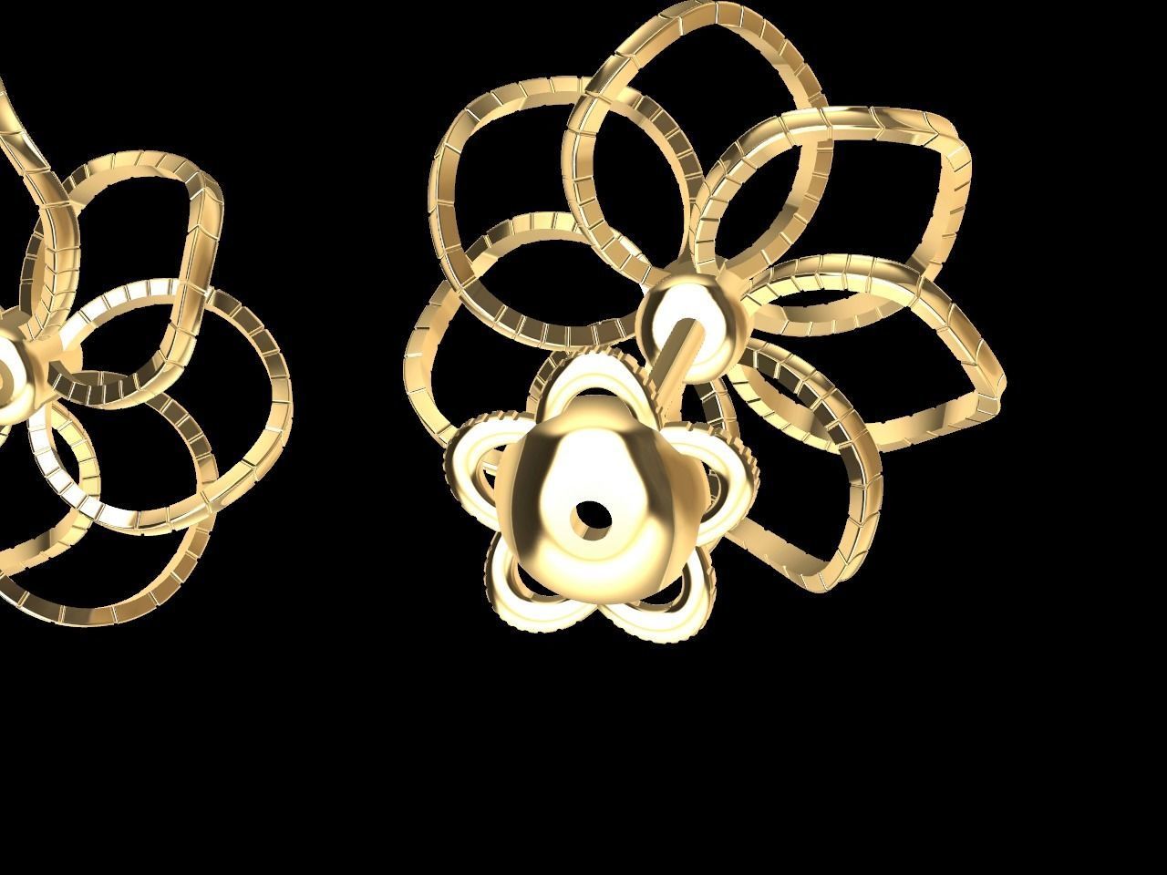 twisty flower earrings and ear post stl files all parts verified 3D print model_4
