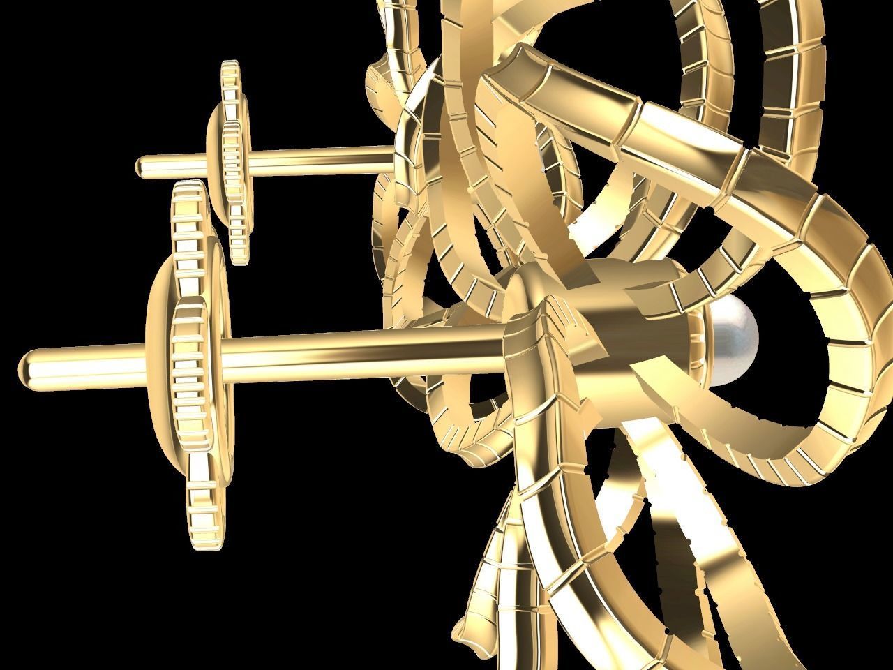 twisty flower earrings and ear post stl files all parts verified 3D print model_10