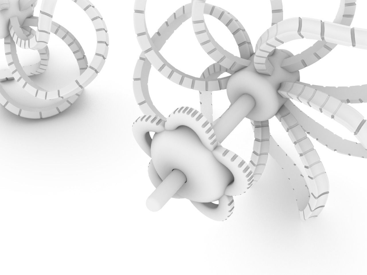 twisty flower earrings and ear post stl files all parts verified 3D print model_20