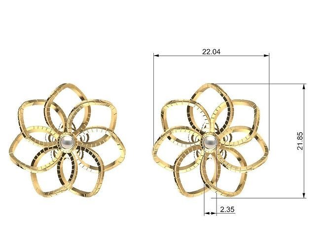 twisty flower earrings and ear post stl files all parts verified 3D print model