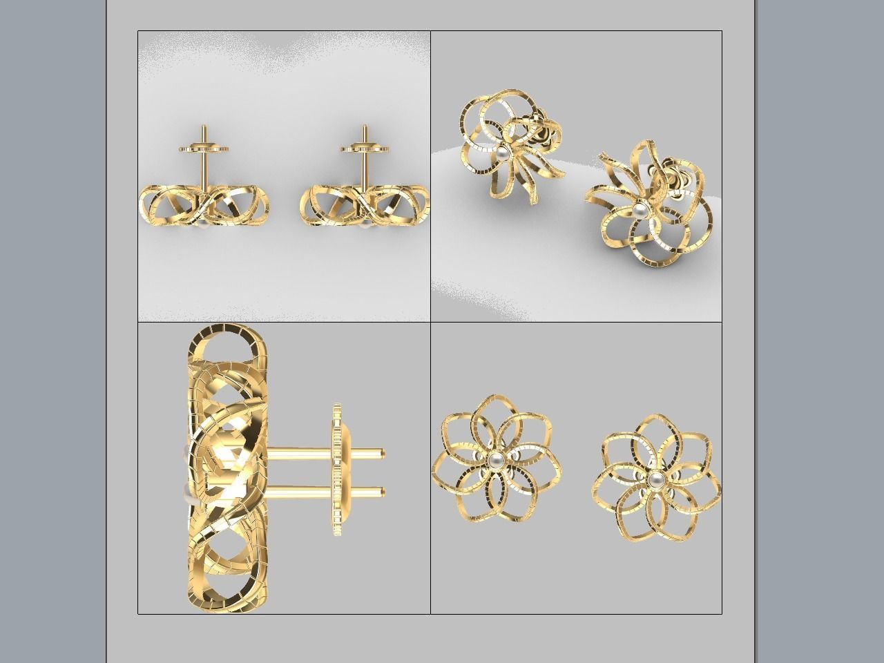 twisty flower earrings and ear post stl files all parts verified 3D print model_13