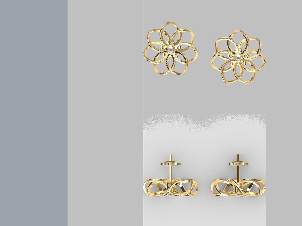twisty flower earrings and ear post stl files all parts verified 3D print model_12