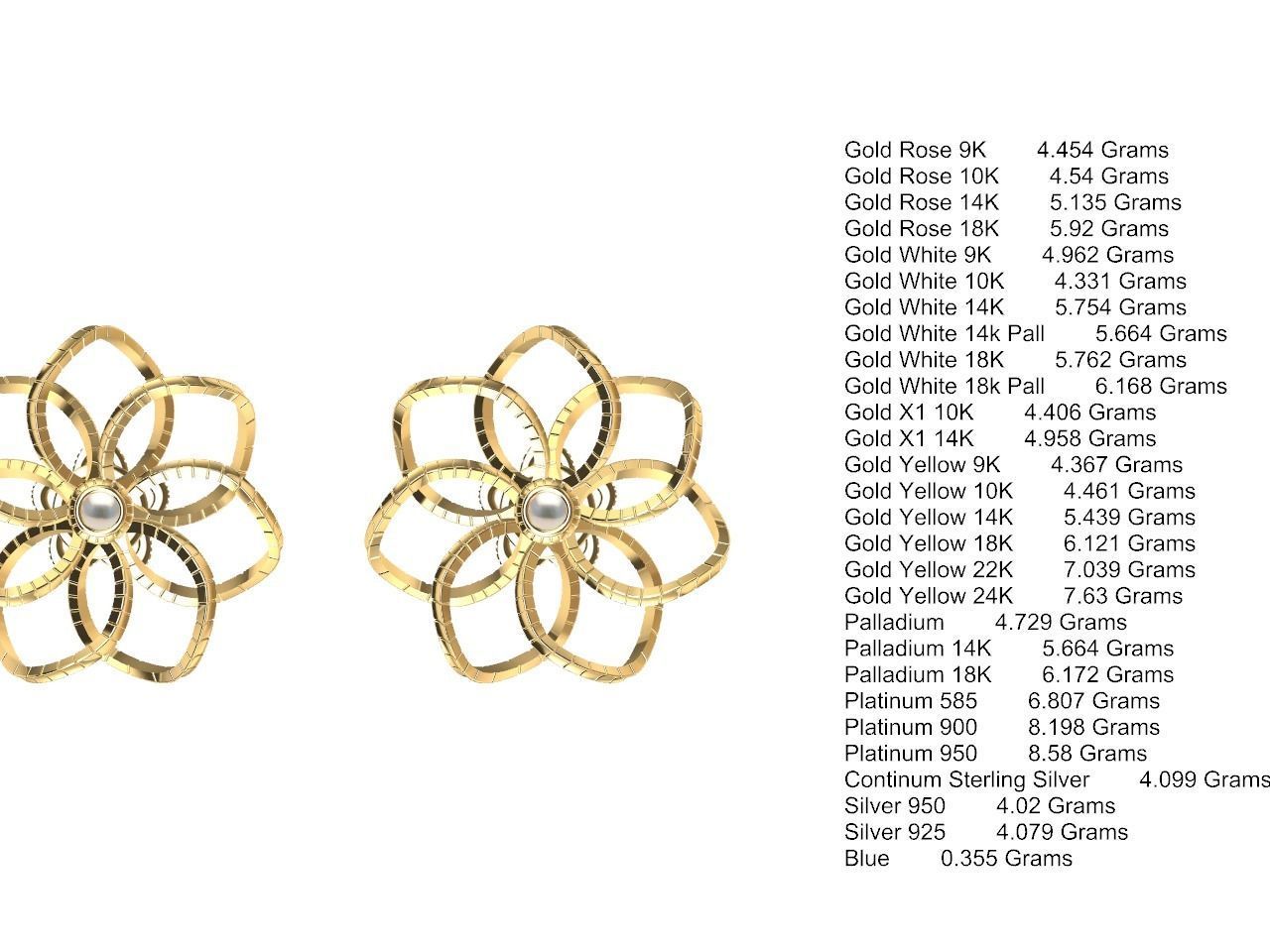 twisty flower earrings and ear post stl files all parts verified 3D print model_25