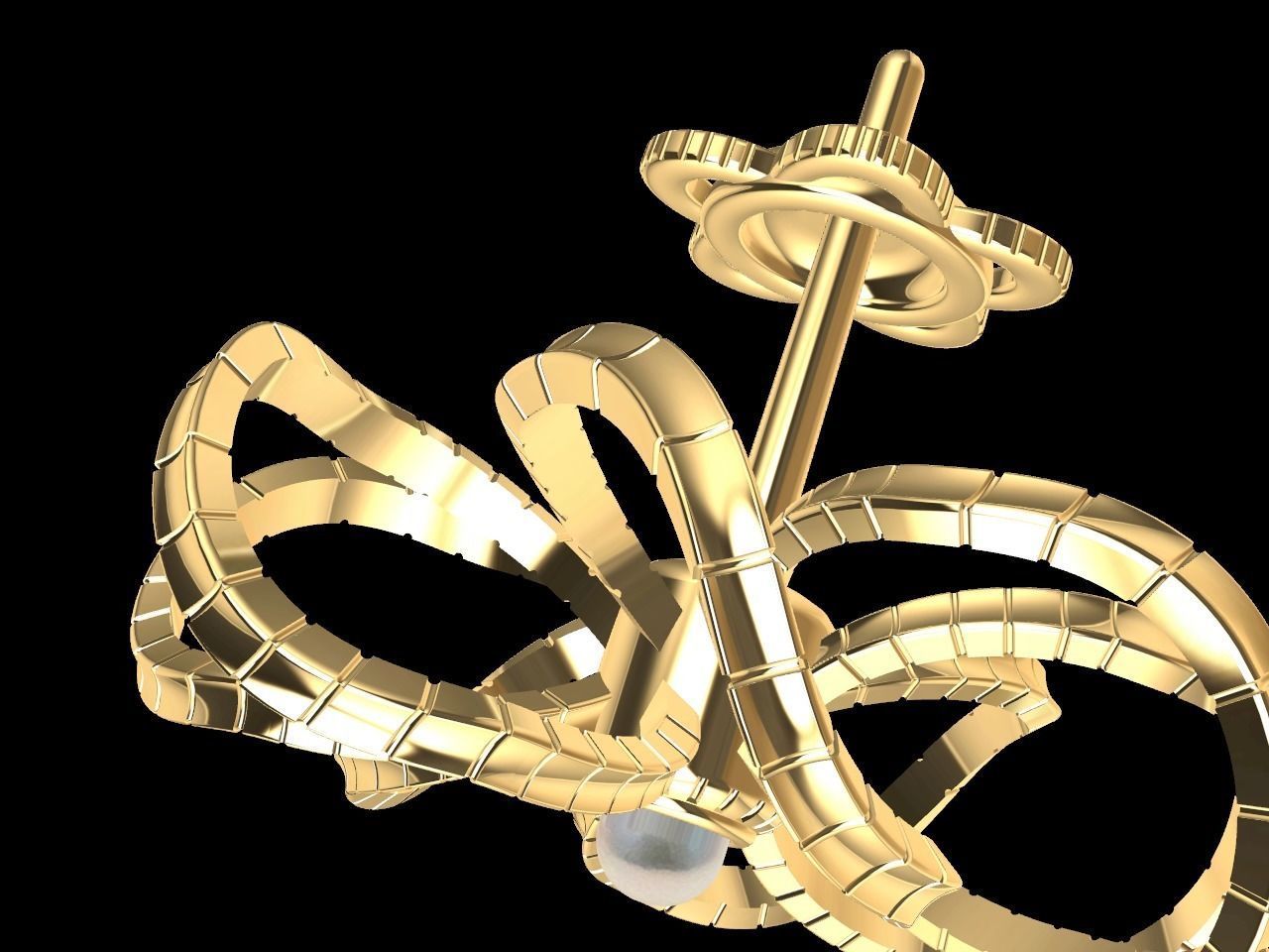 twisty flower earrings and ear post stl files all parts verified 3D print model_8